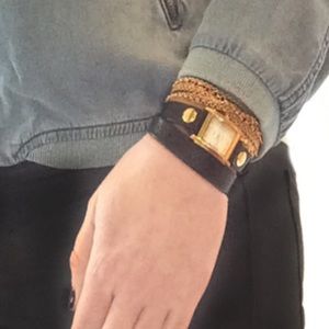 New! La Mer Collections Black/Rose Gold Wrap Watch, never worn
